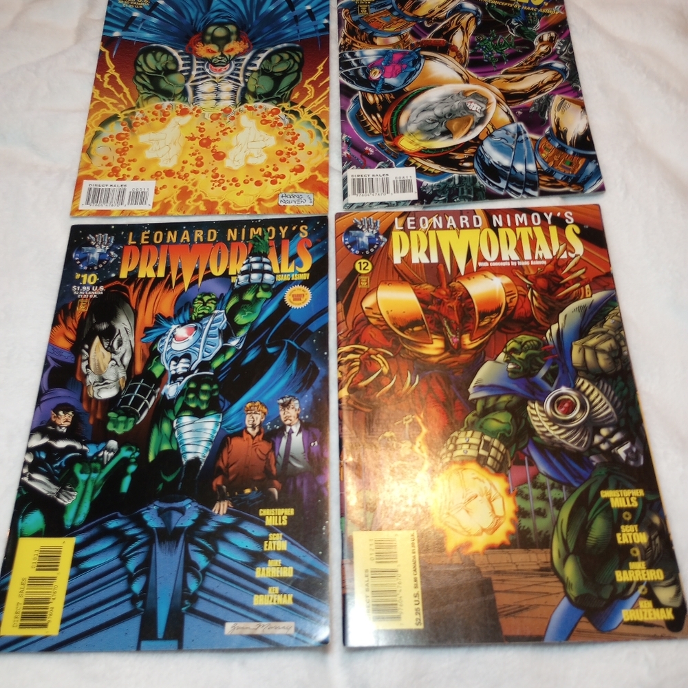 Leonard Nimoy's Primortals Comic Book Lot Issues 5 8 10 12 90s Tekno Comix  Vtg